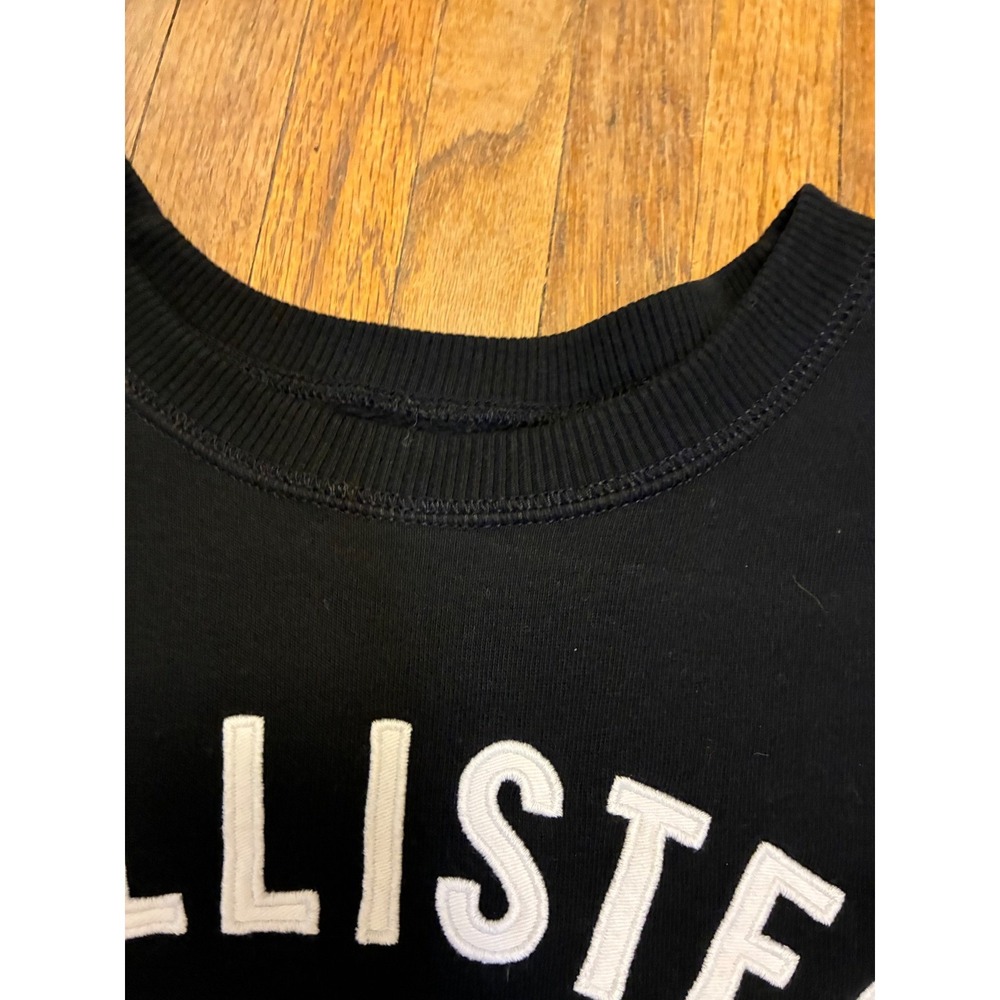 Hollister California Vintage Crewneck Sweatshirt Black White Logo Embroidered M - Picture 5 of 5